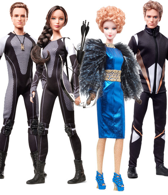 Muñecas Barbie de Katniss, Effie, Peeta y Finnick de "En llamas"